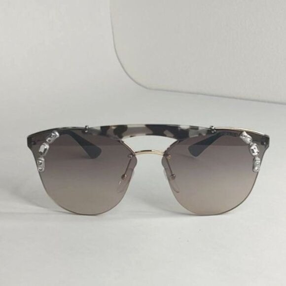 PRADA Sunglasses PR53U Absolute Ornate Jeweled Cat Eye Gold Opal Brown - Picture 4 of 15